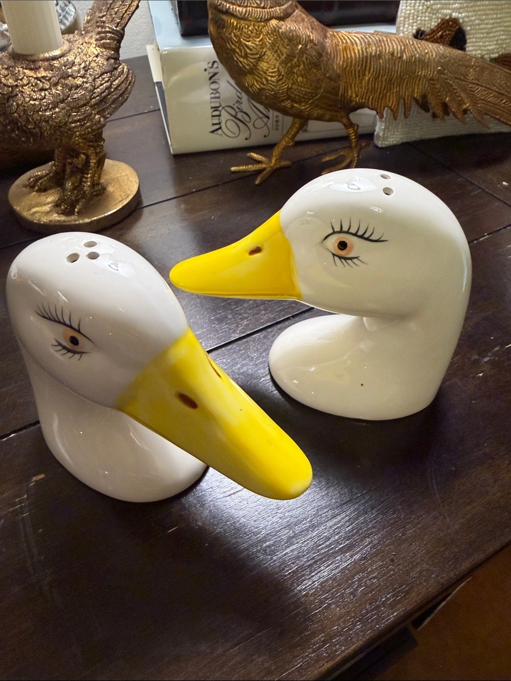 Duck head hand painted  salt and pepper shakers